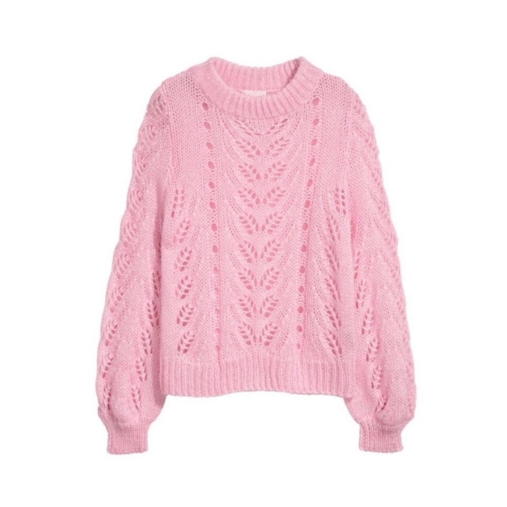 H&M Pink Cable Mohair Sweater Ganni Dupe